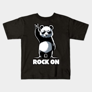 Retro Panda Rock Music Gift Funny Panda Kids T-Shirt